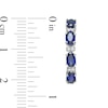 Oval Lab-Created Blue and White Sapphire Hoop Earrings in Sterling Silver