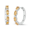 Thumbnail Image 0 of Oval Citrine and Lab-Created White Sapphire Hoop Earrings in Sterling Silver