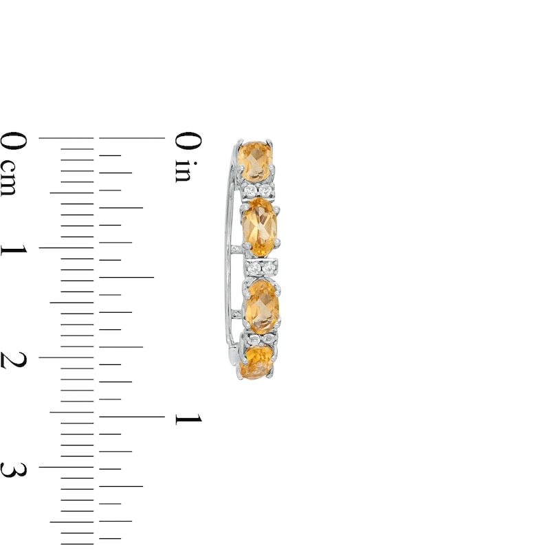 Oval Citrine and Lab-Created White Sapphire Hoop Earrings in Sterling Silver