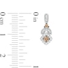 Thumbnail Image 1 of 0.33 CT. T.W. Champagne and White Diamond Tilted Cushion Frame Drop Earrings in 10K White Gold