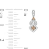 Thumbnail Image 2 of 0.33 CT. T.W. Champagne and White Diamond Tilted Cushion Frame Drop Earrings in 10K White Gold