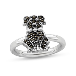 Stackable Expressions™ Marcasite Sitting Dog Ring in Sterling Silver