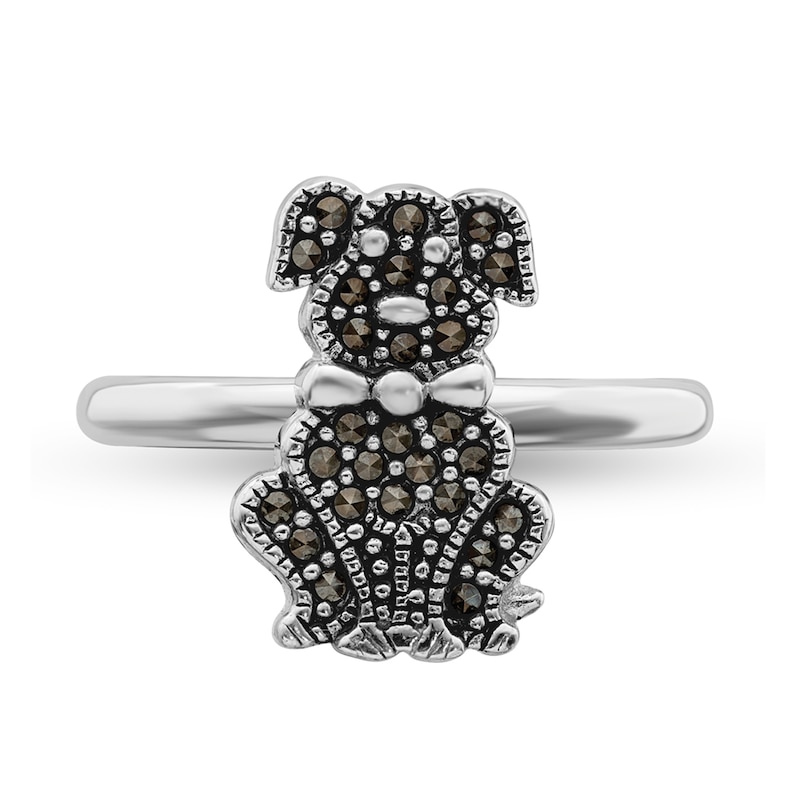 Main Image 2 of Stackable Expressions™ Marcasite Sitting Dog Ring in Sterling Silver