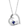 4.0mm Simulated Birthstone and Lab-Created White Sapphire "LOVE" Heart Pendant in Sterling Silver (1 Stone and 2 Lines)