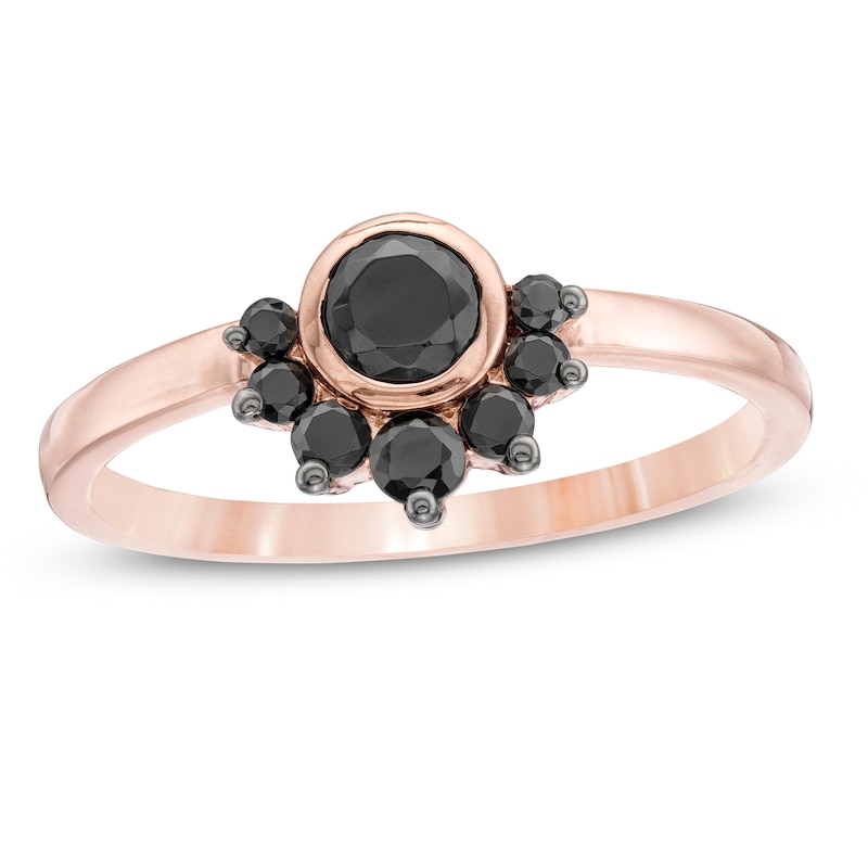 0.37 CT. T.W. Black Diamond Tiara Ring in 10K Rose Gold|Peoples Jewellers