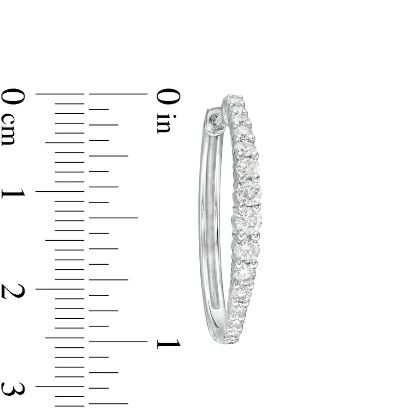 Main Image 2 of 1.00 CT. T.W. Diamond Graduated Hoop Earrings in 10K White Gold