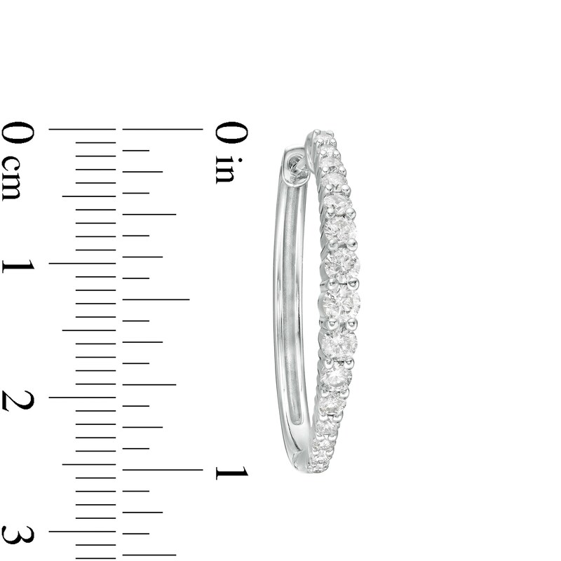 1.00 CT. T.W. Diamond Graduated Hoop Earrings in 10K White Gold