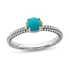 Stackable Expressions™ 5.0mm Turquoise Oxidized Ring in Sterling Silver and 14K Gold