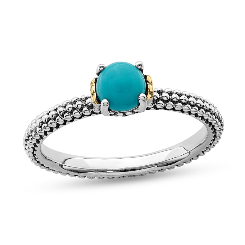 Stackable Expressions™ 5.0mm Turquoise Oxidized Ring in Sterling Silver and 14K Gold|Peoples Jewellers