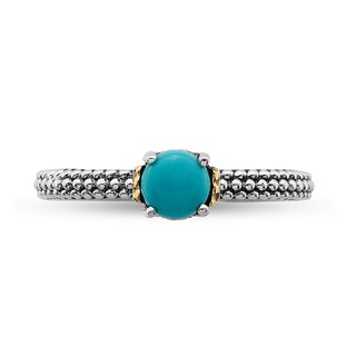 Stackable Expressions™ 5.0mm Turquoise Oxidized Ring in Sterling Silver and 14K Gold