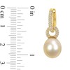 Thumbnail Image 3 of 9.0-9.5mm Baroque Golden South Sea Cultured Pearl and 0.51 CT. T.W. Diamond Huggie Hoop Earrings in 14K Gold