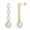 Thumbnail Image 1 of 10.0-10.5mm South Sea Cultured Pearl and 0.48 CT. T.W. Diamond Marquise Link Drop Earrings in 14K Gold