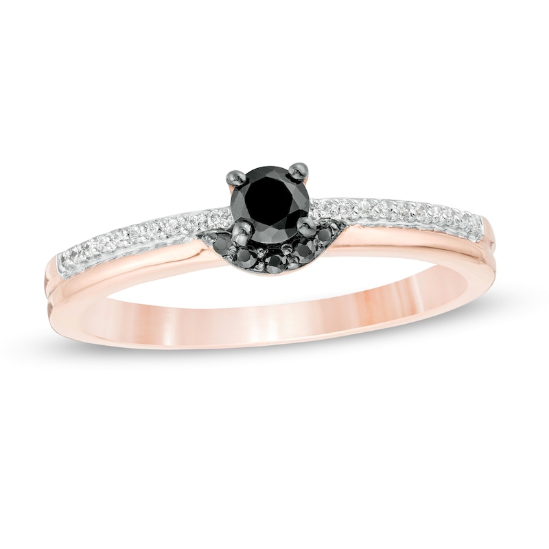 0.23 CT. T.W. Enhanced Black and White Diamond Promise Ring in 10K Rose Gold|Peoples Jewellers