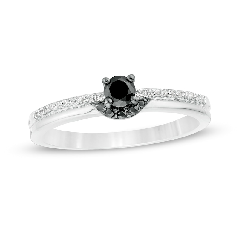 0.23 CT. T.W. Enhanced Black and White Diamond Promise Ring in 10K White Gold|Peoples Jewellers