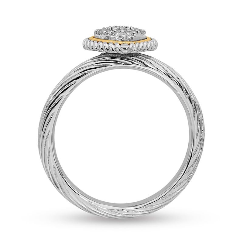 Stackable Expressions™ 0.09 CT. T.W. Composite Diamond Heart Ring in Sterling Silver and 14K Gold