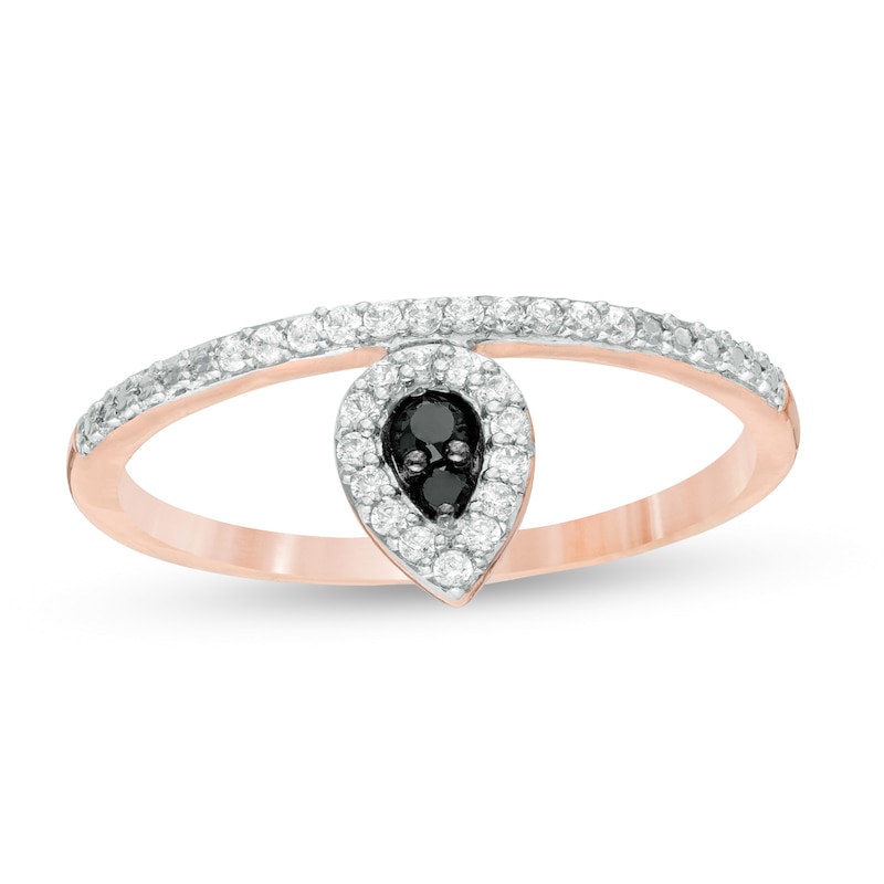 0.145 CT. T.W. Enhanced Black and White Diamond Pear-Shaped Frame Promise Ring in 10K Rose Gold|Peoples Jewellers