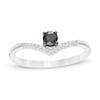 Thumbnail Image 0 of 0.18 CT. T.W. Enhanced Black and White Diamond Chevron Promise Ring in 10K White Gold