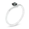 Thumbnail Image 2 of 0.18 CT. T.W. Enhanced Black and White Diamond Chevron Promise Ring in 10K White Gold