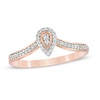 0.115 CT. T.W. Composite Diamond Pear-Shaped Frame Chevron Promise Ring in 10K Rose Gold