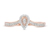 0.115 CT. T.W. Composite Diamond Pear-Shaped Frame Chevron Promise Ring in 10K Rose Gold
