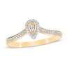 Thumbnail Image 1 of 0.115 CT. T.W. Composite Diamond Pear-Shaped Frame Chevron Promise Ring in 10K Gold
