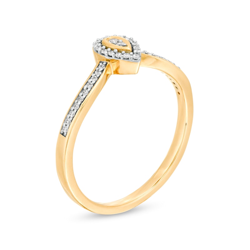 Main Image 3 of 0.115 CT. T.W. Composite Diamond Pear-Shaped Frame Chevron Promise Ring in 10K Gold