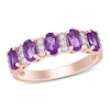 Thumbnail Image 1 of Oval Amethyst and 0.16 CT. T.W. Diamond Five Stone Ring in 14K Rose Gold