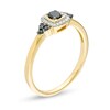 Thumbnail Image 3 of 0.18 CT. T.W. Enhanced Black and White Diamond Cushion Frame Tri-Sides Promise Ring in 10K Gold
