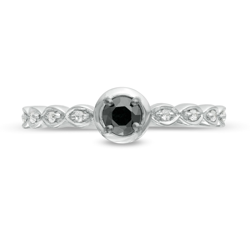 0.23 CT. T.W. Enhanced Black and White Diamond Art Deco Promise Ring in 10K White Gold