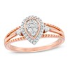 Thumbnail Image 1 of 0.18 CT. T.W. Composite Diamond Pear-Shaped Frame Vintage-Style Split Shank Promise Ring in 10K Rose Gold
