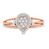 Thumbnail Image 4 of 0.18 CT. T.W. Composite Diamond Pear-Shaped Frame Vintage-Style Split Shank Promise Ring in 10K Rose Gold