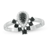 Thumbnail Image 0 of 0.37 CT. T.W. Enhanced Black and White Composite Diamond Pear-Shaped Frame Ring in 10K White Gold