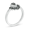 Thumbnail Image 2 of 0.37 CT. T.W. Enhanced Black and White Composite Diamond Pear-Shaped Frame Ring in 10K White Gold