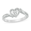 Thumbnail Image 0 of 0.05 CT. T.W. Diamond Heart-Shaped Bypass Promise Ring in Sterling Silver