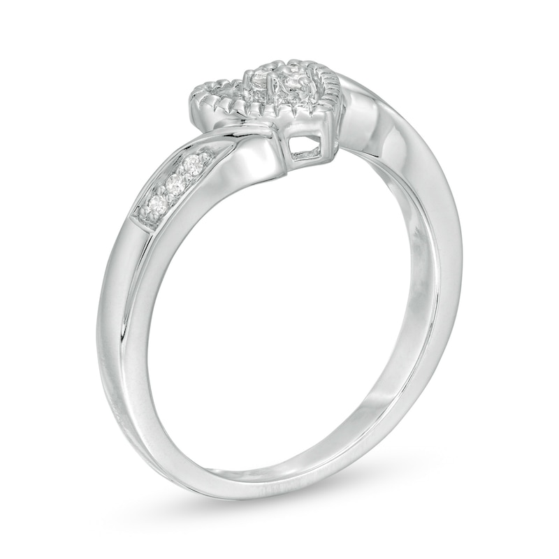 Main Image 3 of 0.05 CT. T.W. Diamond Heart-Shaped Bypass Promise Ring in Sterling Silver