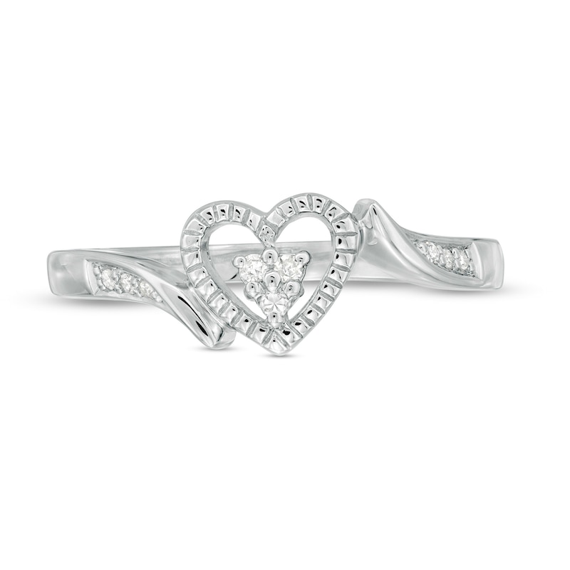 0.05 CT. T.W. Diamond Heart-Shaped Bypass Promise Ring in Sterling Silver