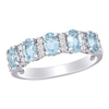 Thumbnail Image 1 of Oval Aquamarine and 0.16 CT. T.W. Diamond Five Stone Ring in 14K White Gold