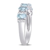 Thumbnail Image 3 of Oval Aquamarine and 0.16 CT. T.W. Diamond Five Stone Ring in 14K White Gold