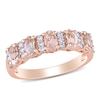 Thumbnail Image 1 of Oval Morganite and 0.16 CT. T.W. Diamond Five Stone Ring in 14K Rose Gold