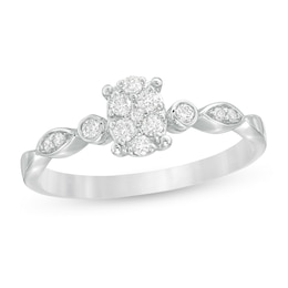 0.20 CT. T.W. Composite Diamond Oval Art Deco Promise Ring in 10K White Gold