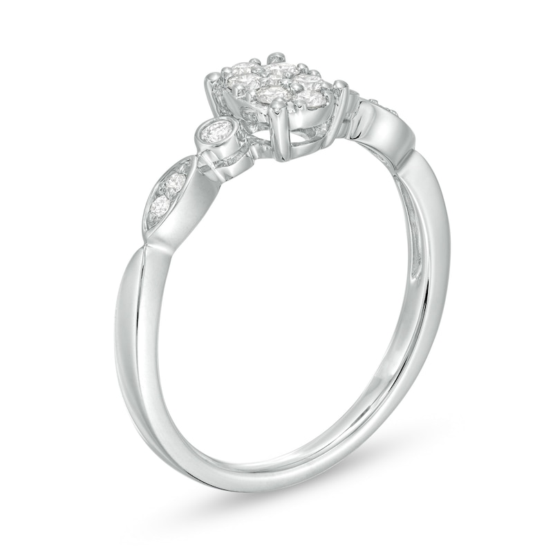 Main Image 3 of 0.20 CT. T.W. Composite Diamond Oval Art Deco Promise Ring in 10K White Gold