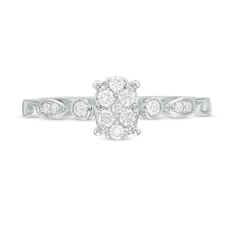 0.20 CT. T.W. Composite Diamond Oval Art Deco Promise Ring in 10K White Gold