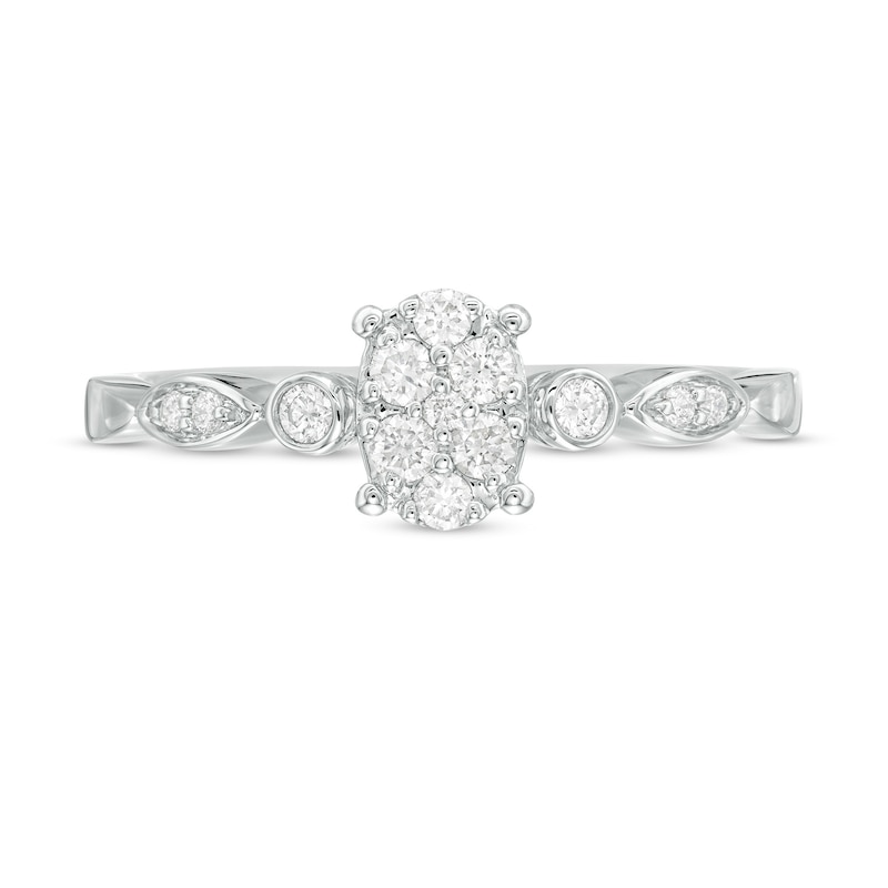 Main Image 4 of 0.20 CT. T.W. Composite Diamond Oval Art Deco Promise Ring in 10K White Gold