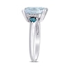 Thumbnail Image 3 of Emerald-Cut Aquamarine, Trillion-Cut Blue Sapphire and 0.04 CT. T.W. Diamond Collar Ring in Sterling Silver
