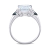 Thumbnail Image 3 of Emerald-Cut Aquamarine, Trillion-Cut Blue Sapphire and 0.04 CT. T.W. Diamond Collar Ring in Sterling Silver