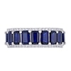 Thumbnail Image 4 of Emerald-Cut Blue Sapphire and 0.28 CT. T.W. Diamond Edge Band in 14K White Gold
