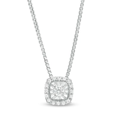 0.08 CT. T.W. Diamond Cushion Frame Pendant in Sterling Silver