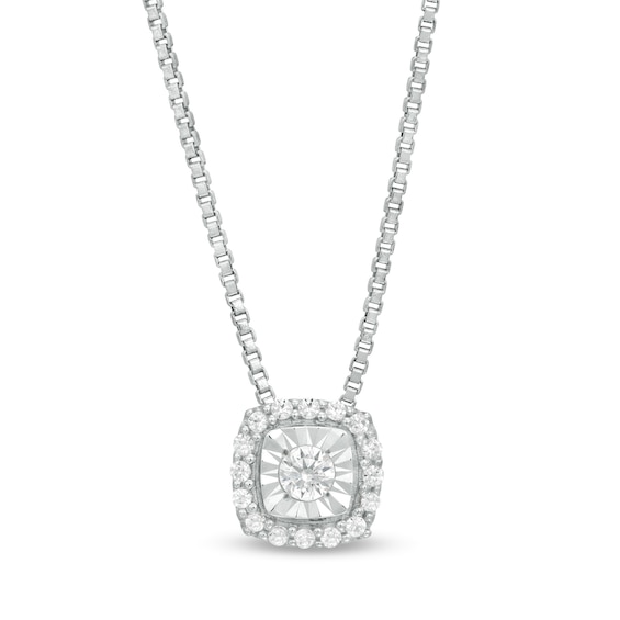 0.08 CT. T.W. Diamond Cushion Frame Pendant in Sterling Silver