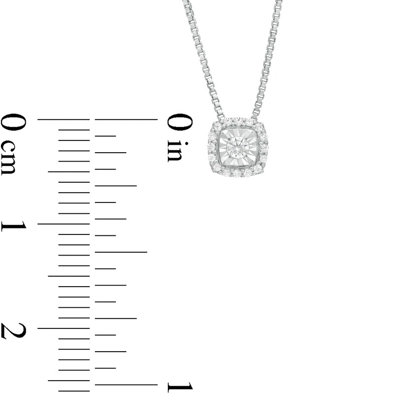 Main Image 3 of 0.08 CT. T.W. Diamond Cushion Frame Pendant in Sterling Silver