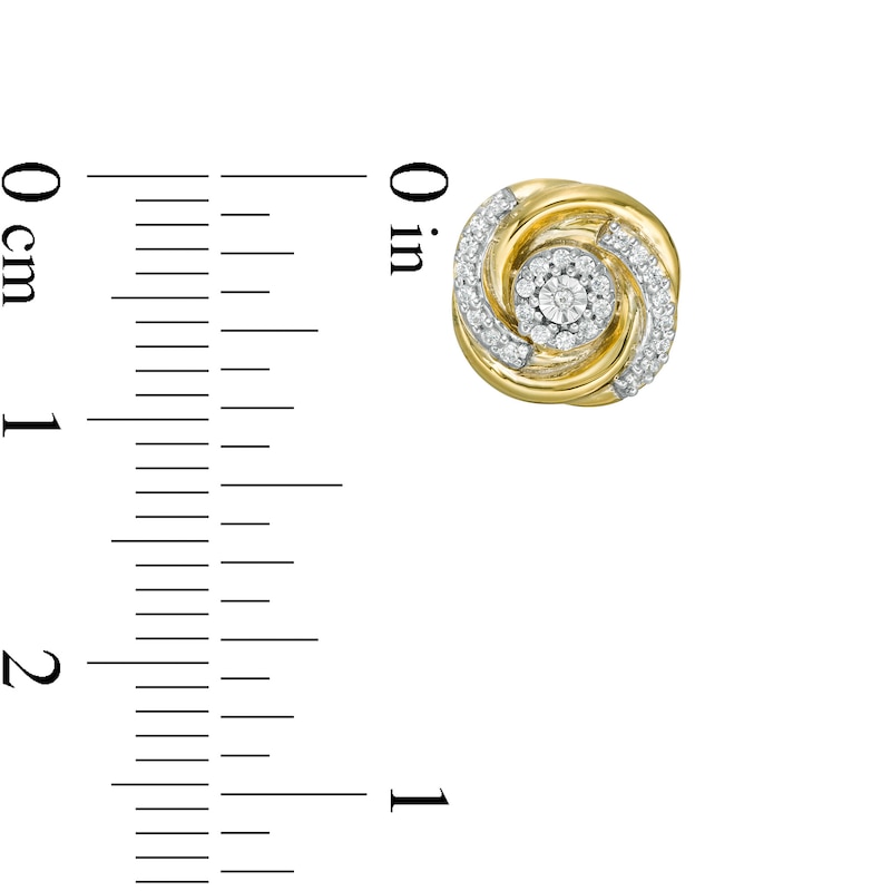 Main Image 3 of 0.145 CT. T.W. Composite Diamond Swirl Stud Earrings in 10K Gold